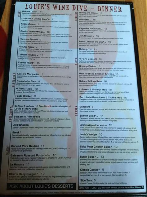 Louie's Wine Dive Menu, Menu for Louie's Wine Dive, Southwest Omaha, Omaha - Urbanspoon/Zomato