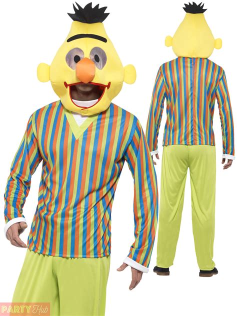 Adults Bert Ernie Costume Mens Sesame Street Fancy Dress Licensed TV Stag Outfit