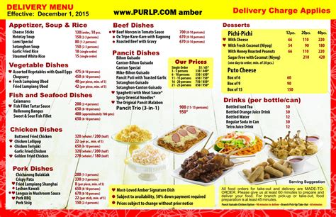 Menu, Contact Number: AMBER Golden Chain of Restaurants - Purlp.com