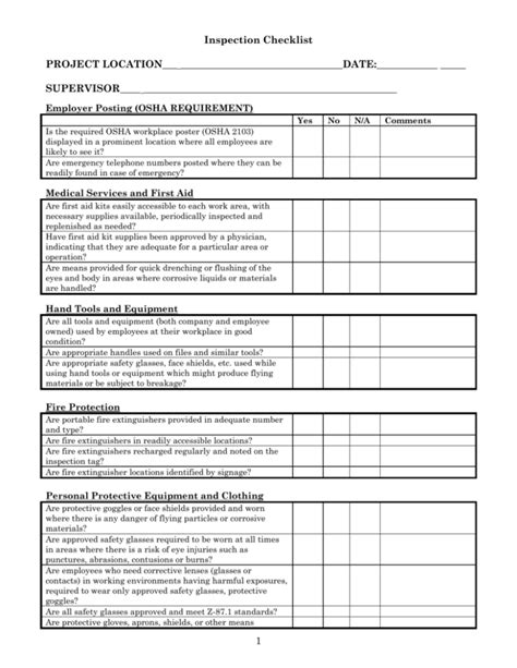 OSHA Compliance Checklist