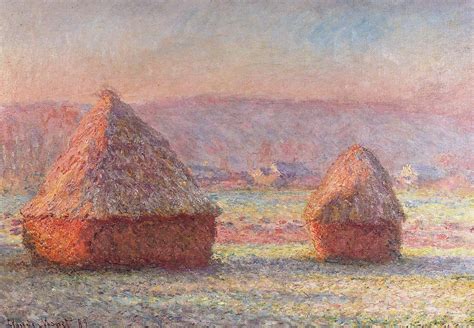 Haystacks - White Frost, Sunrise, 1890 - Claude Monet - WikiArt.org