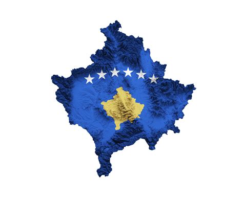 Kosovo map with the flag Colors blue and yellow Shaded relief map 3d illustration 29167540 PNG