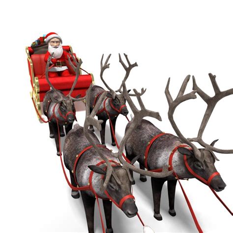 3d santa s sleigh reindeer model