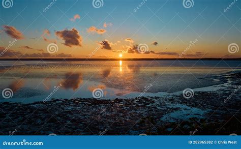 A Photograph of a Sunset at Pegwell Bay, Thanet, Kent Stock Photo ...