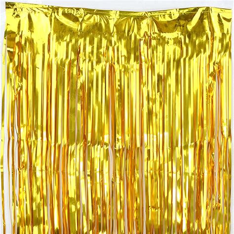 2M Gold Silver Sequin Backdrop Foil Fringe Tinsel Curtain Birthday ...