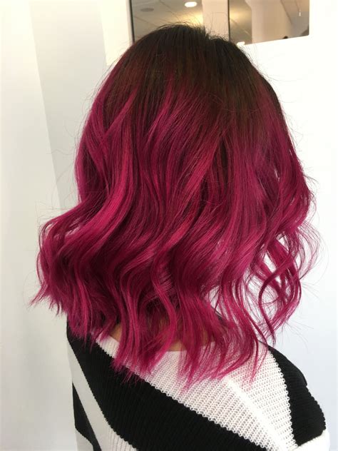 Dark pink shadow root Dark Pink Hair, Dark Hair Dye, Hot Pink Hair, Dye My Hair, Purple Hair ...