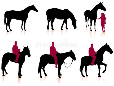 Horse and Jockey Silhouette Set Stock Illustration - Illustration of jockey, vibrant: 12393785