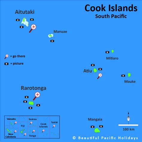 Map of Cook Islands in the South Pacific Islands