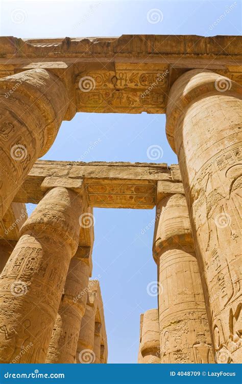 Columns of Karnak Temple. stock image. Image of hieroglyph - 4048709