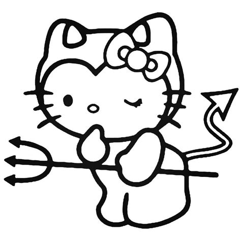 hello kitty coloring page with an arrow