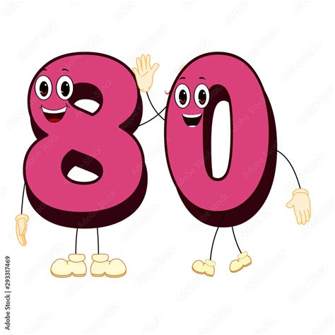 Number Eighty - Cartoon Vector Image Stock Vector | Adobe Stock