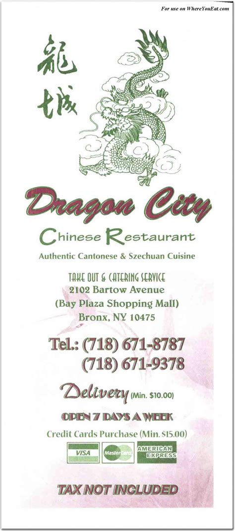 Dragon City Restaurant in The Bronx / Menus & Photos