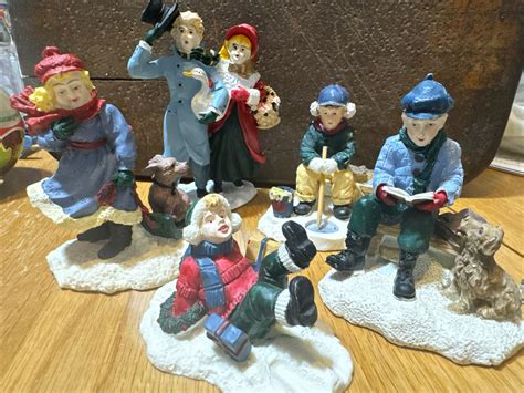 Vintage Mervyn\'s Christmas Village People Figurines Dogs Kids Fishing Lot of 5 for Sale ...