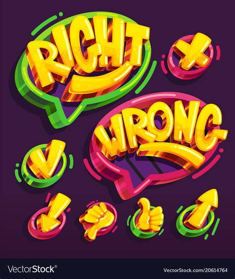 Right and wrong icon cartoon set Royalty Free Vector Image