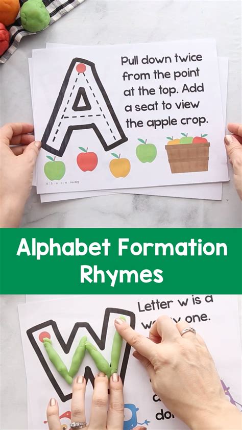 Teach children how to write letters with these alphabet formation rhymes. Each letter has a ...