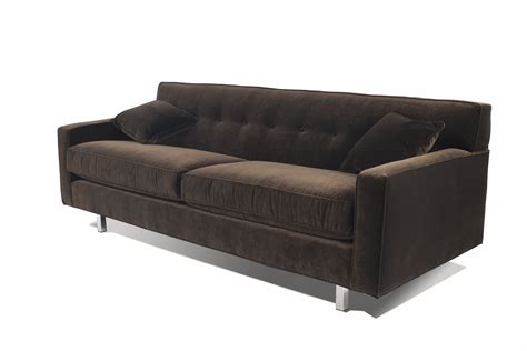 Contemporary brown velvet sofa