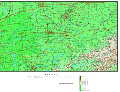 Kentucky Elevation Map