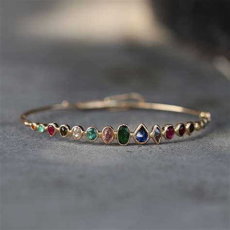 Dorette | Multi Gemstone Bangle Bracelet at Voiage Jewelry