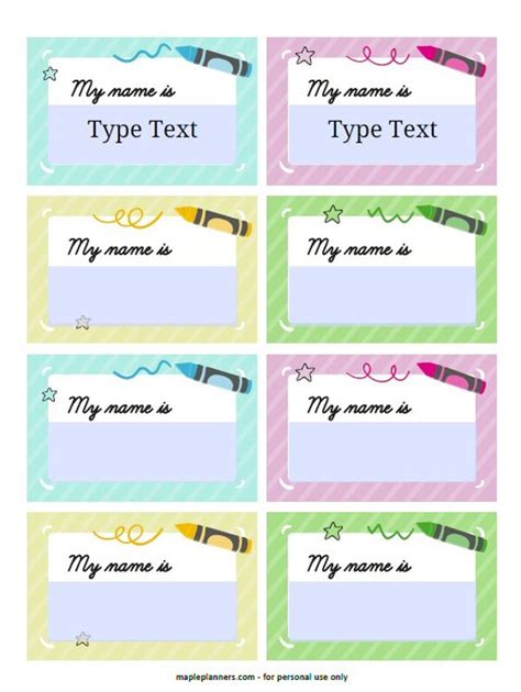 Name Tag Template For Kids