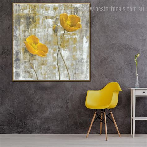 Buy Yellow Poppy Canvas Print Wall Art Decor.