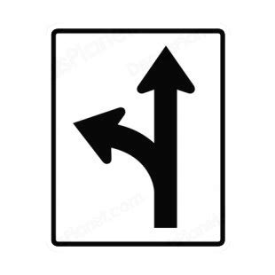 Turn left or go straight sign road signs decals, decal sticker #8947