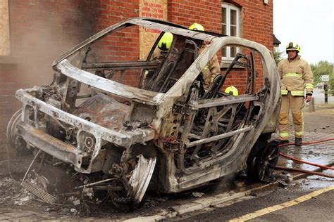 Smart ForTwo electric car ‘totally destroyed’ and left gutted by flames after it set on fire ...