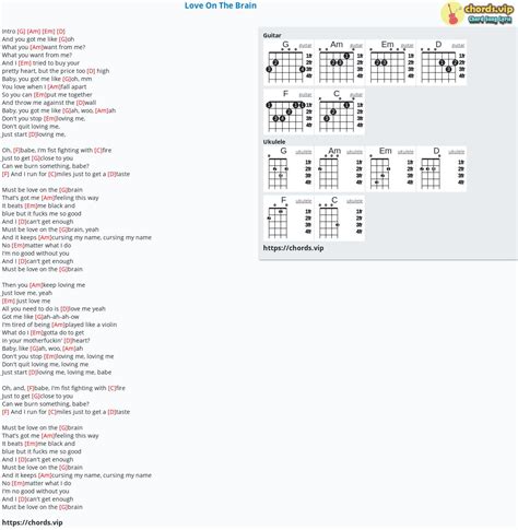 Chord: Love On The Brain - tab, song lyric, sheet, guitar, ukulele ...