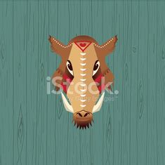 Razorback Heads Mascot On Old Blue Wall, Vector Illustration In Stock ...