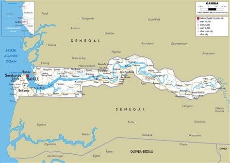 Large size Road Map of Gambia - Worldometer