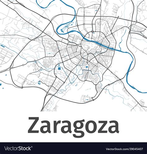 Zaragoza map detailed of city Royalty Free Vector Image