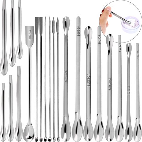 21 Pieces Stainless Steel Lab Spatula Micro Scoop Laboratory Sampling ...