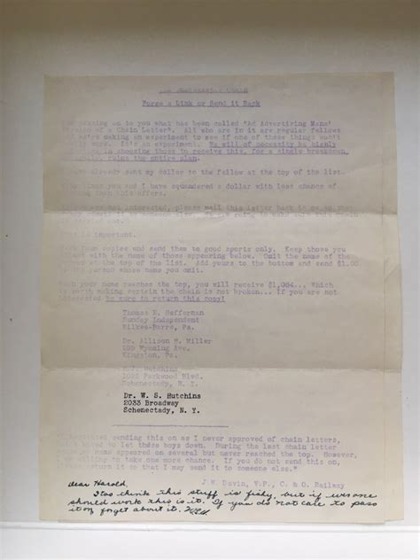 Original Chain Letter Scam c. 1930 [ Mail Fraud , Great Depression ]