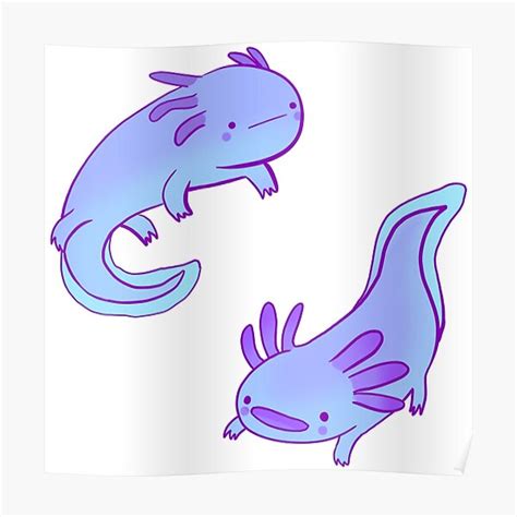 "Blue axolotls drawing" Poster for Sale by Mayarart | Redbubble