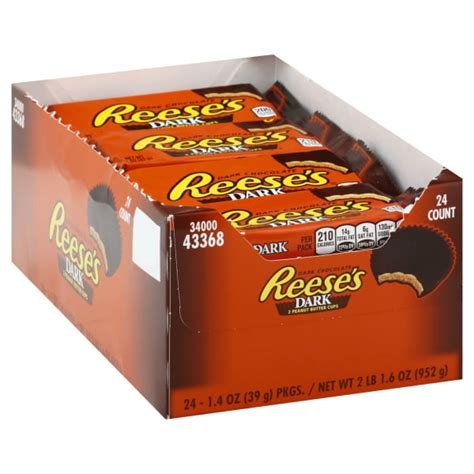 REESE'S Dark Chocolate Peanut Butter Cups, 1.5 oz, 24 Count - Walmart ...