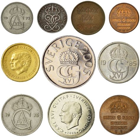 10 Sweden Coins | Swedish Currency Collection | 1 2 5 25 50 Ore 1 5 10 ...