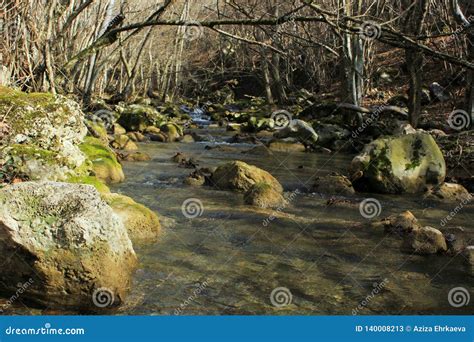 Mountain Waterfall in Early Spring Stock Image - Image of landscape ...