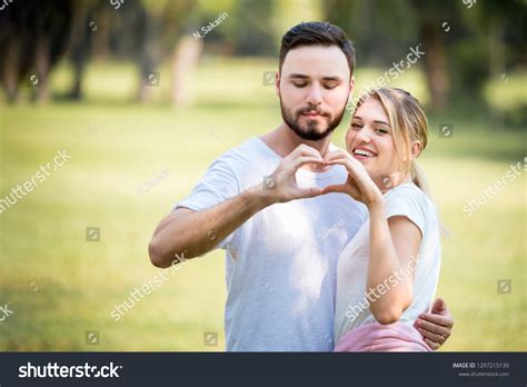 Romantic Caucasian Couple Love Holding Hands Stock Photo 1297215139 ...