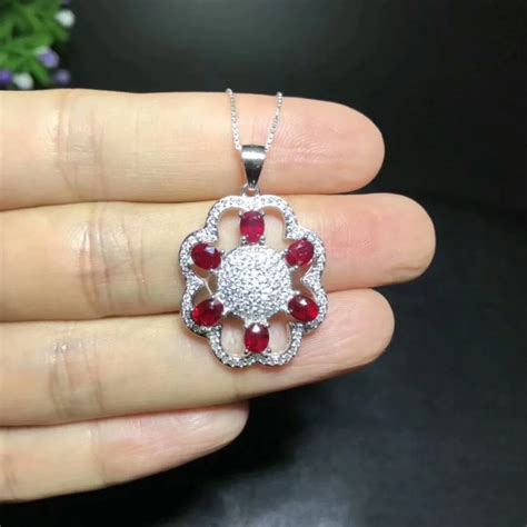 Aliexpress.com : Buy [MeiBaPJ]Real Natural Ruby Pendant Necklace with ...