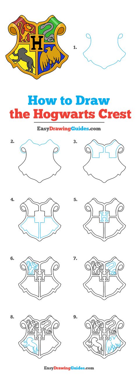 How to Draw the Hogwarts Crest - Really Easy Drawing Tutorial