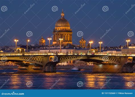 The Dome of St. Isaac Cathedral Over the Blagoveshchensk Bridge Stock Photo - Image of neva ...