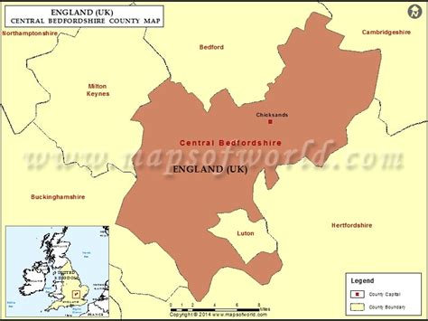 Central Bedfordshire County Map