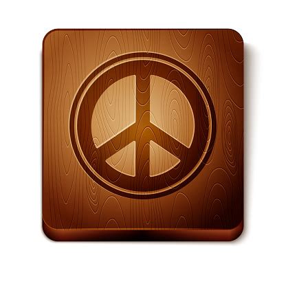 Brown Peace Icon Isolated On White Background Hippie Symbol Of Peace Wooden Square Button Vector ...