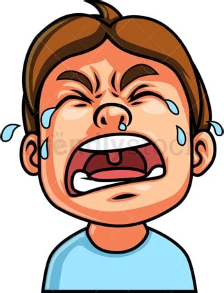 Little Boy Crying Out Loud Face Cartoon Vector Clipart - FriendlyStock