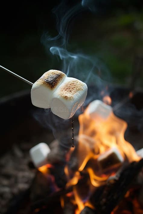 Marshmallow on a Stick Being Roasted Over a Camping Fire AI Generated ...