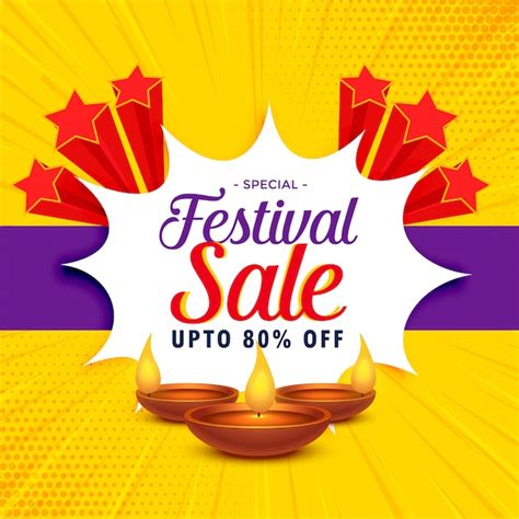 Free Vector | Diwali sale banner or poster design for festival season