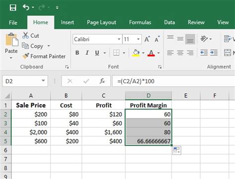 Profit Margin Equation Excel - Tessshebaylo