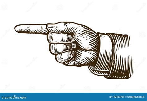 Pointing Hand Sketch. Forefinger, Index Finger. Vintage, Retro Vector Illustration Stock Vector ...