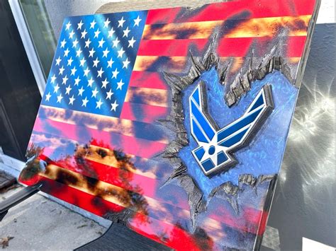 Scorched Air Force Patch Series Professional Wooden American Flag Gift Customization for ETS/PCS ...