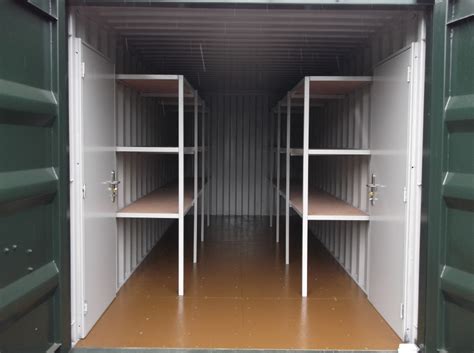 20ft Container Conversion with Shelving & Personnel Doors for Stores ...