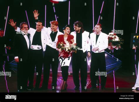 Riva, Croatian pop band, 1988 - 1992, group picture, as winners of the Eurovision Song Contest ...